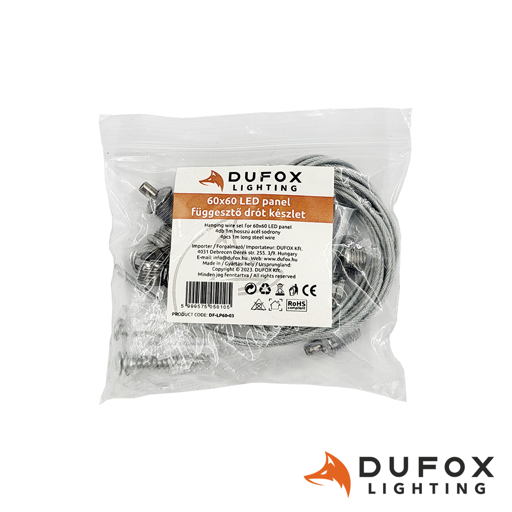 Dufox lighting DF-LP60-03 60x60 595x595 slim és backlit led panel függesztődrót készlet